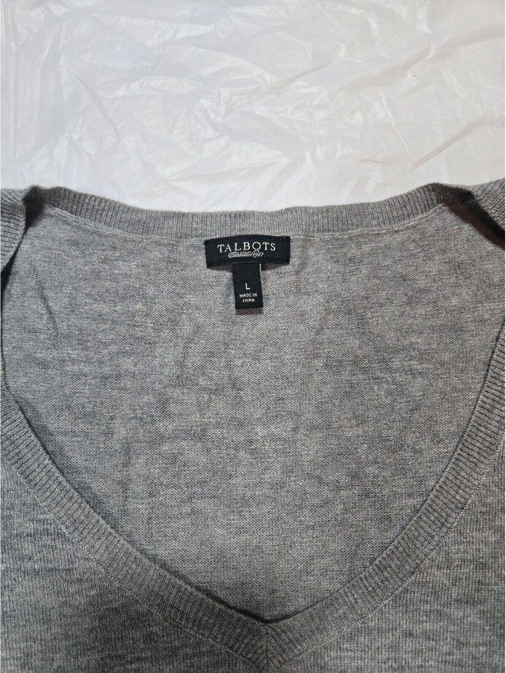 Talbots Women's L Gray Wool Blend Sleeveless Ruffle Shoulder Sweater Top - Picture 2 of 5